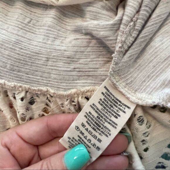 Free People Punched Diamonds Forever Babydoll Tee Shirt Top Small - Picture 3 of 3